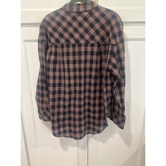 Sanctuary Womens Brown Black Plaid Button Down Shirt western tunic Size S boho - Picture 5 of 8